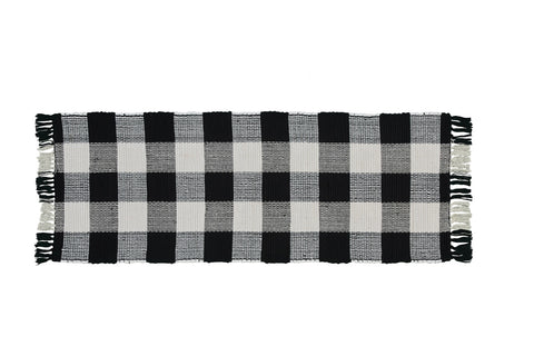 WICKLOW CHECK RAG RUG RUNNER 2X6 BLACK/CREAM