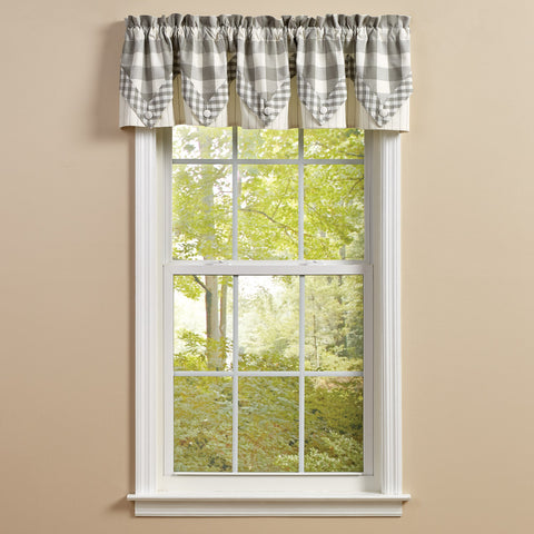 WICKLOW CHECK LINED POINT VALANCE 72X15 DOVE