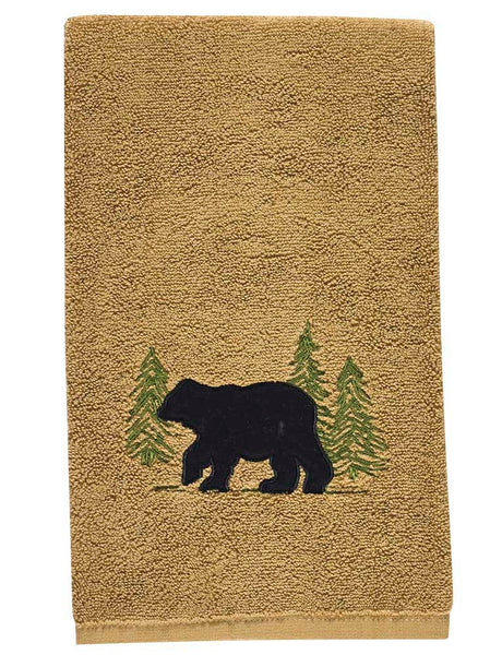Add a touch of the wildlife to your decor with the Black Bear Terry Hand Towel! Great for outdoor enthusiasts! Complete the look with the fingertip and bath towels!