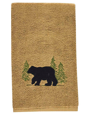 Add a touch of the wildlife to your decor with the Black Bear Terry Hand Towel! Great for outdoor enthusiasts! Complete the look with the fingertip and bath towels!