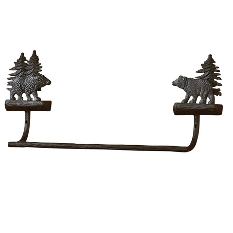Our Moose and Bear metal items have been so popular, we added Cast Black Bear Towel Bar. Featuring great detail with a brown burl finish, these additions offer the perfect complement to our wide array of lodge bath accessories, including the Cast Black Bear Ring Hook and Cast Black Bear Single Hook.