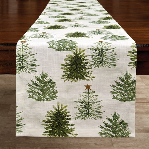 Rustic Christmas Trees Table Runner 15X72