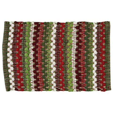 Boasting a unique design, our colorful Wintergreen Chindi Placemats will brighten your holiday home, and the primitive design will add a little country flair to your seasonal decor! So versatile it can be used on any table throughout your home, as a centerpiece with your favorite candles, paired with other favorite seasonal decorative pieces...or wherever you need a little holiday cheer!