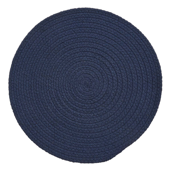 These round Navy Essex Placemats feature braided cotton to create a beautiful texture. Simply elegant!  Color: Patriotic Blue