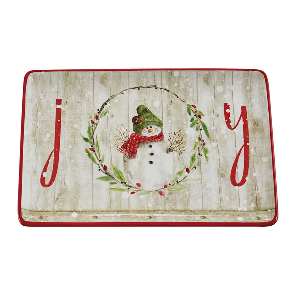 Farmhouse Snowman Platter