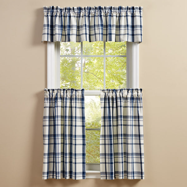 Canton Valance 14" L, Large plaid in various colors of blue and white.  About this item  Colors: White, Navy Blue, Royal Blue, Cornflower Blue