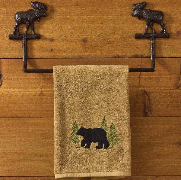 Our Moose and Bear metal items have been so popular, we added Cast Moose Towel Bar. Featuring great detail with a brown burl finish, these additions offer the perfect complement to our wide array of lodge bath accessories, including the Cast Moose Towel Ring Hook and Cast Moose Toilet Tissue Holder.