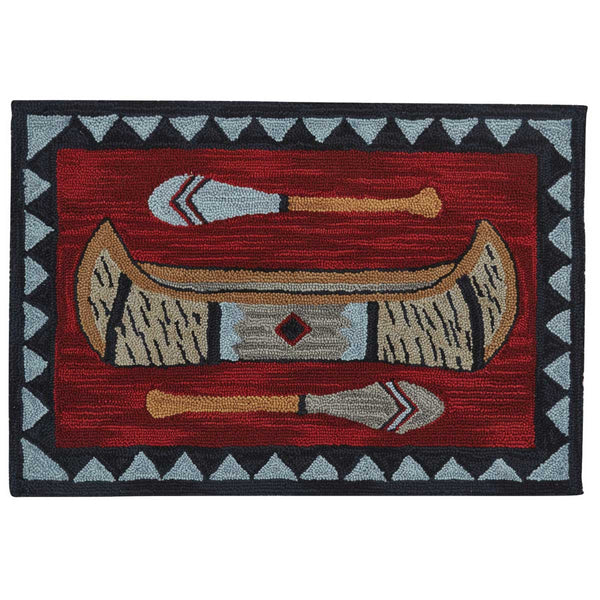 Wilderness Canoe Hooked Rug 2' x 3'