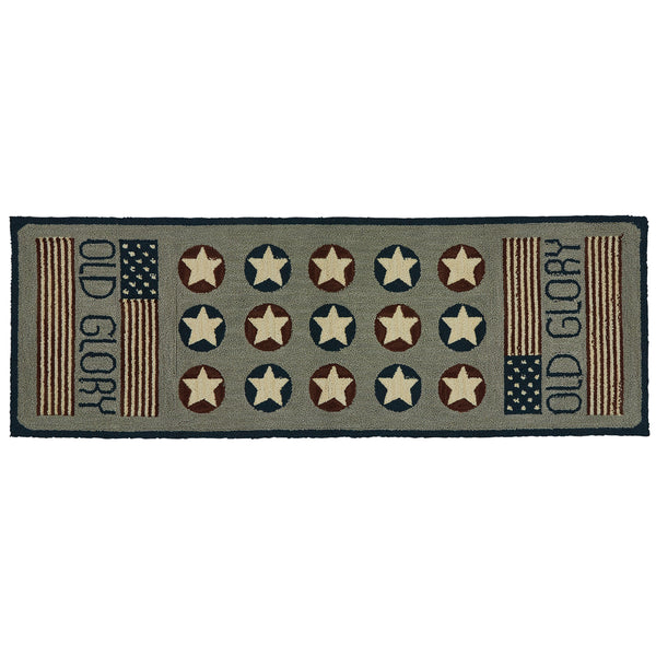 OLD GLORY HOOKED RUG RUNNER 2X6