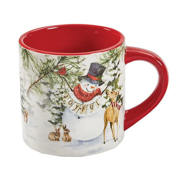 Add a fun and charming holiday accent to your table with the Flurry Friends Mugs! Featuring a jolly snowman with his furry friends, these mugs are sure to make memorable holiday meals! Pair with the Flurry Friends Salad Plates for a complete look (as pictured / sold separately)!
