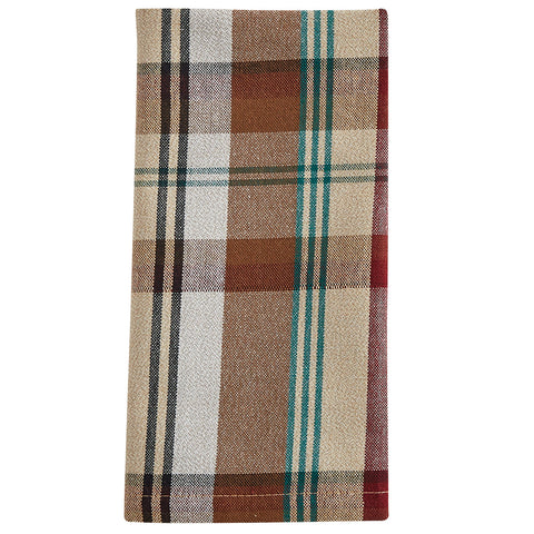 The Gamekeeper Plaid Napkins add a charming touch to your country table! Featuring a classic plaid design in tones of antique white, tan, red, green, and black, these napkins will be a stylish accent to your decor! Complete your Gamekeeper Plaid table decor with the matching Placemats and Table Runner!