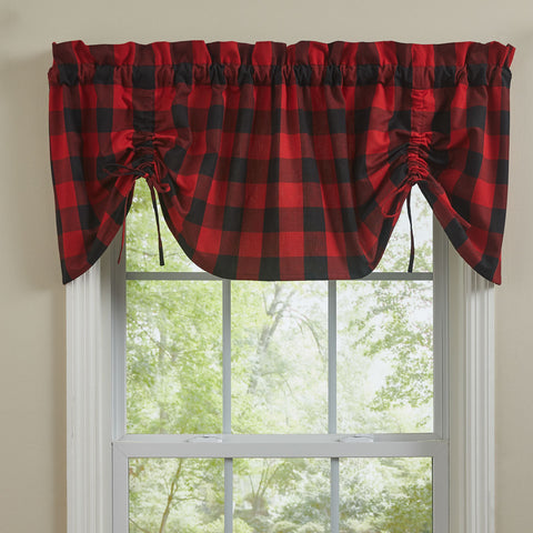 Buffalo Check Lined Farmhouse Valance creates a bold, warm, whimsical look and compliments several styles of country decor, from farmhouse decor to lodge decor! These 84" lined red and black buffalo check panels will work all year round, but are especially fun at Christmas time. See our entire Buffalo Check Home Decor collection to add more buffalo check to your home!