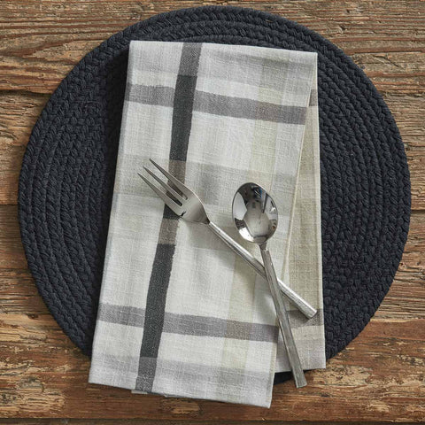 Enhance your dining experience with these country charming Urban Plaid Printed Dishtowels! Soft tones of white, gray & tan blend together to create a pretty plaid that oozes warmth & style! Great way to clean up life's little messes in style!! Add to this classic look with the Urban Plaid table runner, napkins, and placemats!