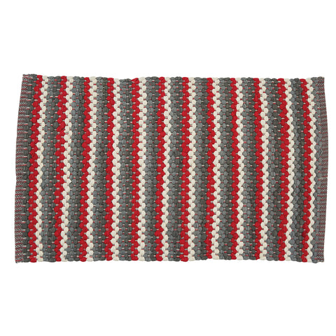 Add charming and festive style with the Sketchbook Snowman Rag Rug! Red, gray tones and white are woven together for a soft but lively addition to your Christmas decor! A great accent in any room!