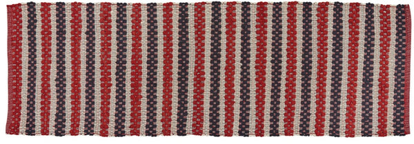Liberty Chindi Table Runner 2' x 6'! Woven in red, white and blue this runner will accent your patriotic table all year!  DIMENSIONS: 2' X 6'