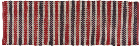 Liberty Chindi Table Runner 2' x 6'! Woven in red, white and blue this runner will accent your patriotic table all year!  DIMENSIONS: 2' X 6'