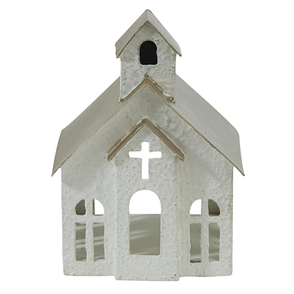 METAL CHURCH TEA LIGHT HOLDER