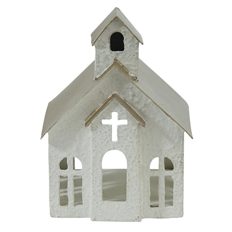 METAL CHURCH TEA LIGHT HOLDER