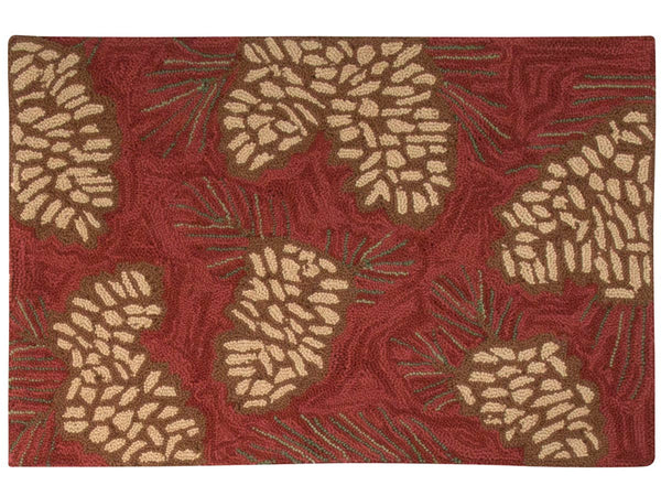 Pinecone Hooked Rug 2' W x 3' L