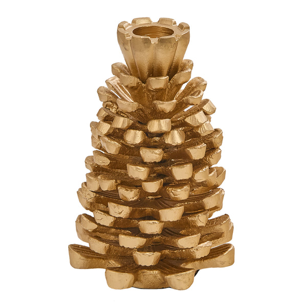 Pinecone Taper Holder 5" - Gold