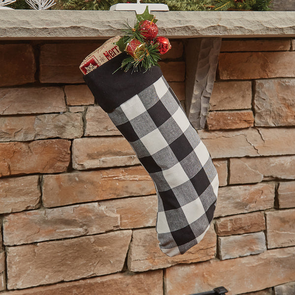 WICKLOW CHECK STOCKING BLACK/CREAM