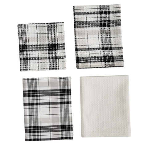 Add charming style to your kitchen with the Refined Rustic 3 Dishtowels 1 Dishcloth Set! Featuring a classic plaid design in tones of white, gray, and black, this set will be an elegant touch to your country decor! Complete the look with the rest of the Refined Rustic collection!