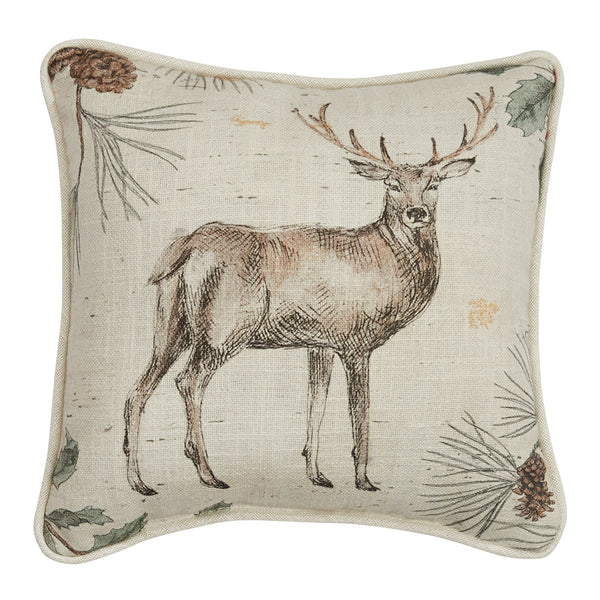 Add a beautiful accent to your holiday decor with the Wild and Beautiful Holiday Deer 10" Pillow! Featuring a charming deer and sprigs of pine, this pillow is sure to add holiday style to your home!