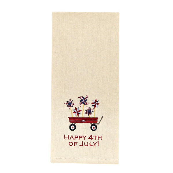 HAPPY 4TH OF JULY EMBROIDERED DISHTOWEL