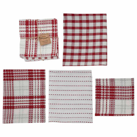 PEPPERMINT PLAID 3 DISHTOWEL/1 DISHCLOTH SET