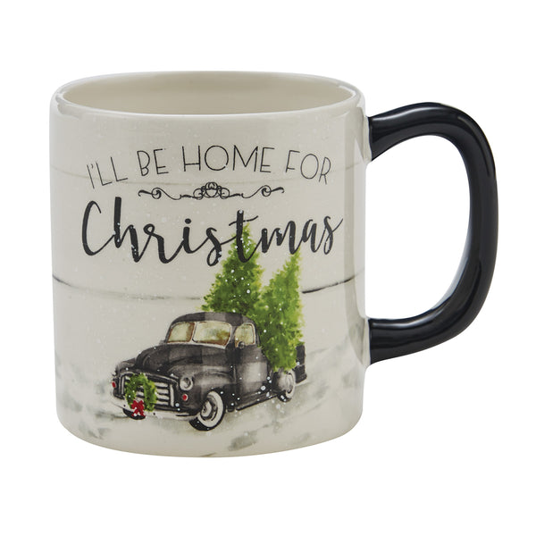 Add a gorgeous holiday accent to your kitchen decor with the Home For Christmas Mugs ! Featuring a charming old-time truck picking up Christmas trees and elegant "I'll Be Home For Christmas" lettering, these mugs are sure to charm your guests!