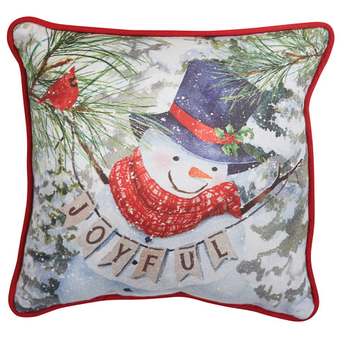 Add a classic and whimsical touch to any corner of your home with the Flurry Snowman Pillow! Featuring a snowman with his cardinal friend, this pillow sure to be a charming winter addition to your decor!