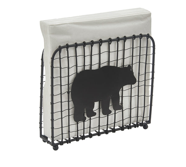 Great for indoors or outdoors, the Black Bear Wire Luncheon Napkin Holder can add a fun touch to your lodge decor. Get the coordinating Black Bear Wire Beverage Napkin Holder too (as pictured/sold separately).