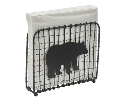 Great for indoors or outdoors, the Black Bear Wire Luncheon Napkin Holder can add a fun touch to your lodge decor. Get the coordinating Black Bear Wire Beverage Napkin Holder too (as pictured/sold separately).