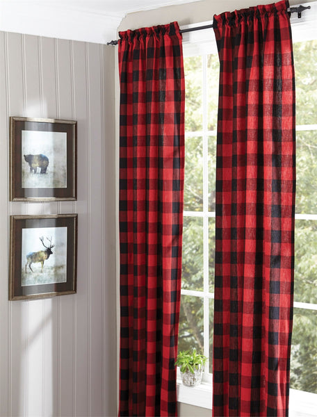 Buffalo Check Lined Panels create a bold, warm, whimsical look and compliments several styles of country decor, from farmhouse decor to lodge decor! These 84" lined red and black buffalo check panels will work all year round, but are especially fun at Christmas time. See our entire Buffalo Check Home Decor to add more buffalo check to your home!