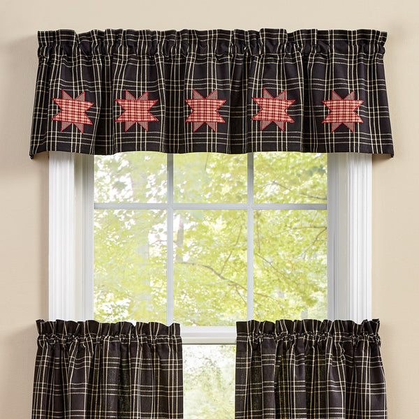 FARMHOUSE STAR LINED LAYERED VALANCE 72X16