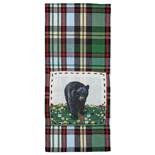 Add a beautiful rustic touch to your kitchen with the Happy Trails Mama Bear Dishtowels! The classic plaid pattern is a timeless way to add style to your decor, while the mama bear patch brings the outdoors in! Pair with the Baby Bear Dishtowels for a complete look (as pictured / sold separately) and the coordinating Happy Trails kitchen linens.