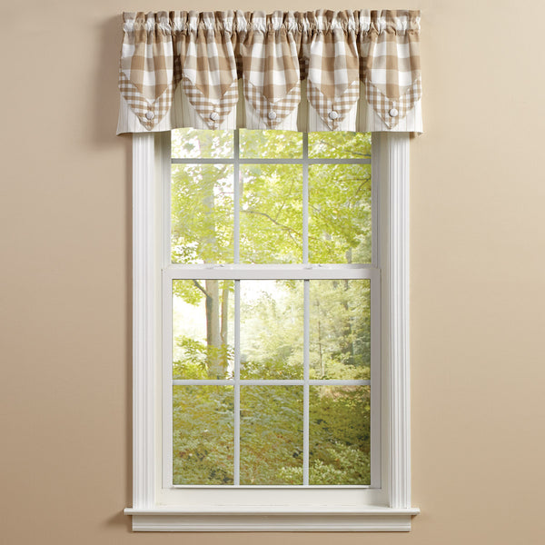 WICKLOW CHECK LINED POINT VALANCE 72X15 NATURAL