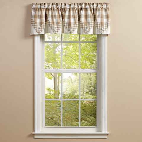 WICKLOW CHECK LINED POINT VALANCE 72X15 NATURAL