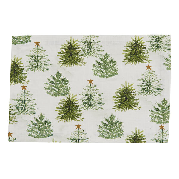 The Rustic Christmas Trees Placemats feature eye-catching rich tones of green, gold, and candlelight white, to bring the beautiful outdoors into your holiday decor! Pair with the matching table runner, as well as the coordinating Stars placemats and table runner (each sold separately) to complete your look.