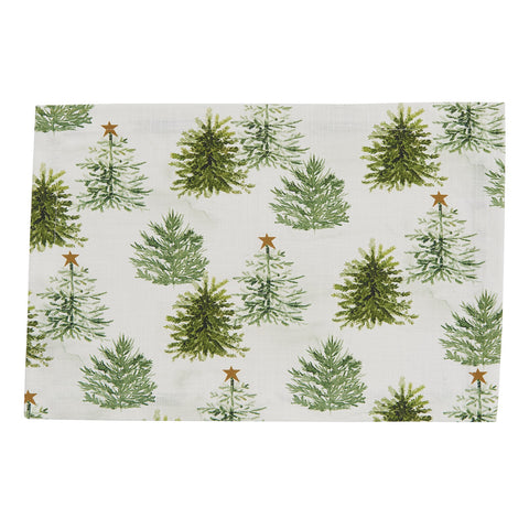 The Rustic Christmas Trees Placemats feature eye-catching rich tones of green, gold, and candlelight white, to bring the beautiful outdoors into your holiday decor! Pair with the matching table runner, as well as the coordinating Stars placemats and table runner (each sold separately) to complete your look.