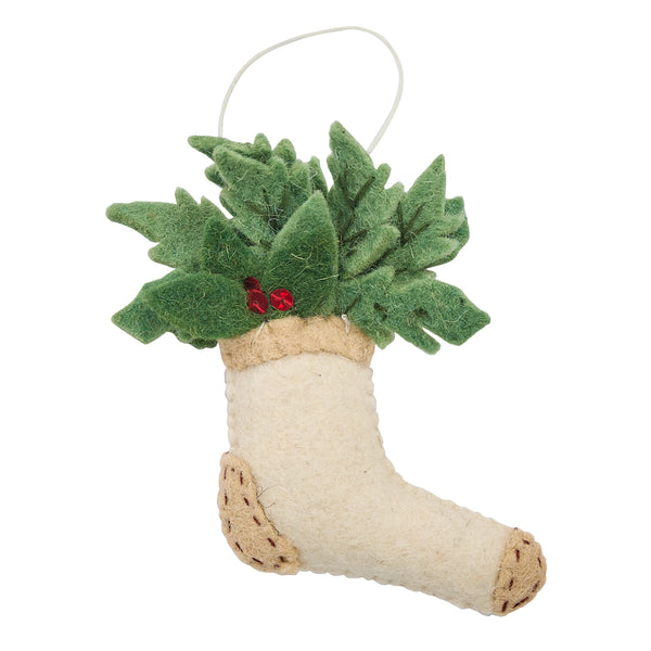 White Socks Felt Ornament (Set of 4)
