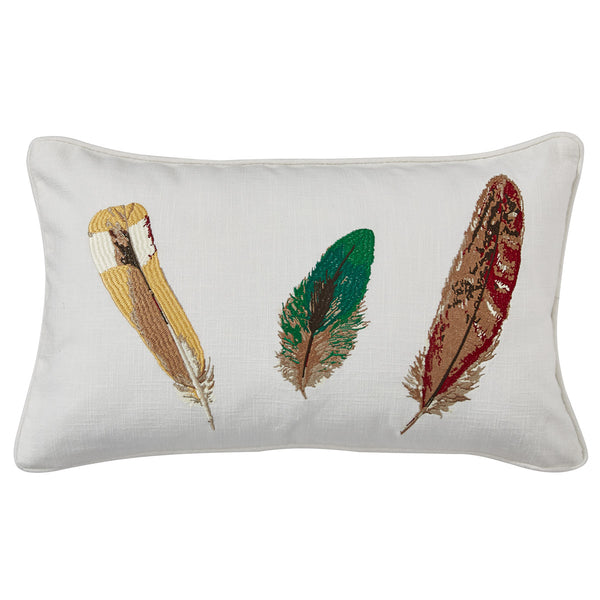 Add a gorgeous accent to your country home with the Pheasant Run Embroidered Pillow! Featuring 3 colorful pheasant feathers on a white background, this pillow is sure to add a unique and stylish touch to your decor!