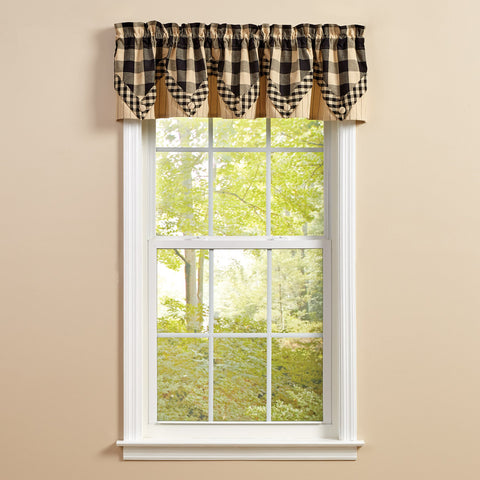 WICKLOW CHECK LINED POINT VALANCE 72X15 BLACK