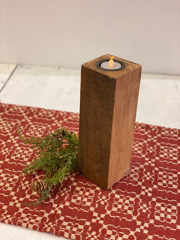 Reclaimed Wood Vertical Tea Light Holder. 9"H X 3"DIA MIN 4 **Size, Finish, Color will vary slightly due to reclaimed old wood** See website for free shipping offer. Primitive Country Home Decor.