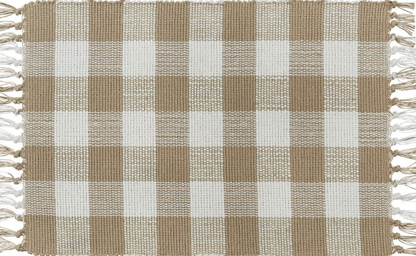 Wicklow Yarn Natural Buffalo Check Placemat Measures: 13" X 19" Primitive Country Farmhouse Home Table Kitchen Decor.