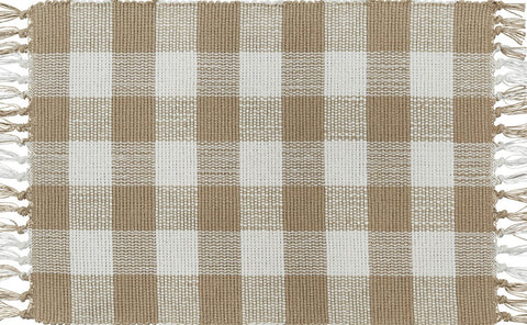 Wicklow Yarn Natural Buffalo Check Placemat Measures: 13" X 19" Primitive Country Farmhouse Home Table Kitchen Decor.