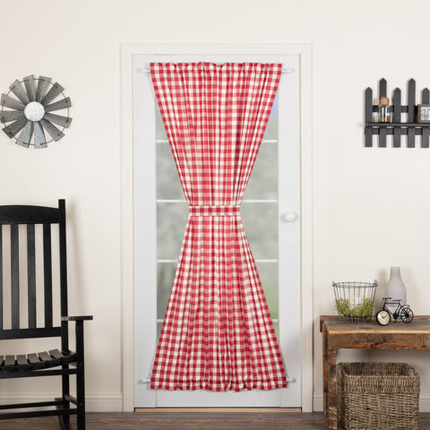 Annie Buffalo Red Check Door Panel 72x40, Country Red, Antique Creme Large Scale Check Window Treatments Curtains Primitive Country Farmhouse Home Decor.