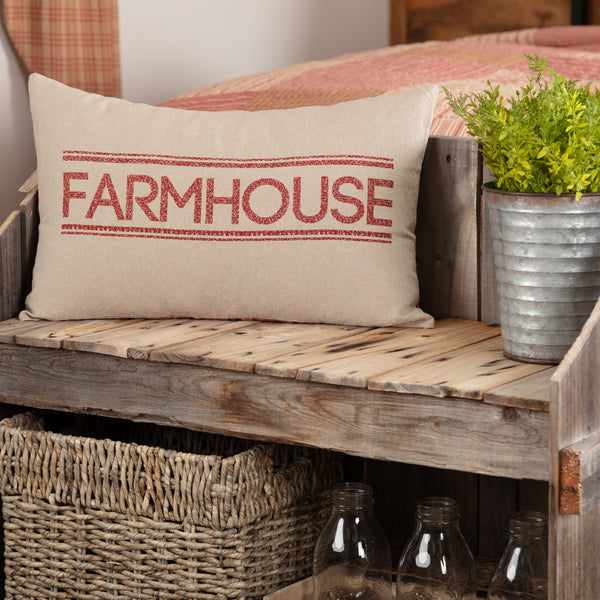 Sawyer Mill Red Farmhouse Pillow 14x22, Khaki, Asphalt, Charcoal Grey, Primitive Country Farmhouse Bedding