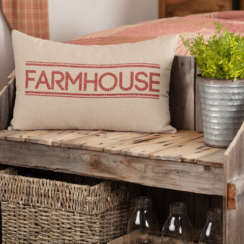 Sawyer Mill Red Farmhouse Pillow 14x22, Khaki, Asphalt, Charcoal Grey, Primitive Country Farmhouse Bedding