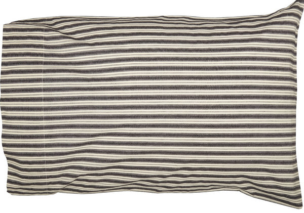 Ashmont Ticking Stripe Standard Pillow Case Set of 2 21x30, Charcoal Grey, Warm Grey, Vintage White ticking stripe. Primitive Country Farmhouse Bedding Home Decor.